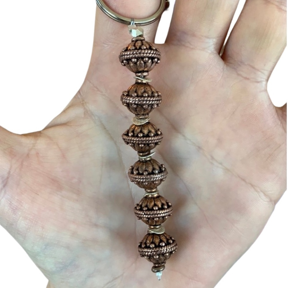 Handmade metal beaded keychain